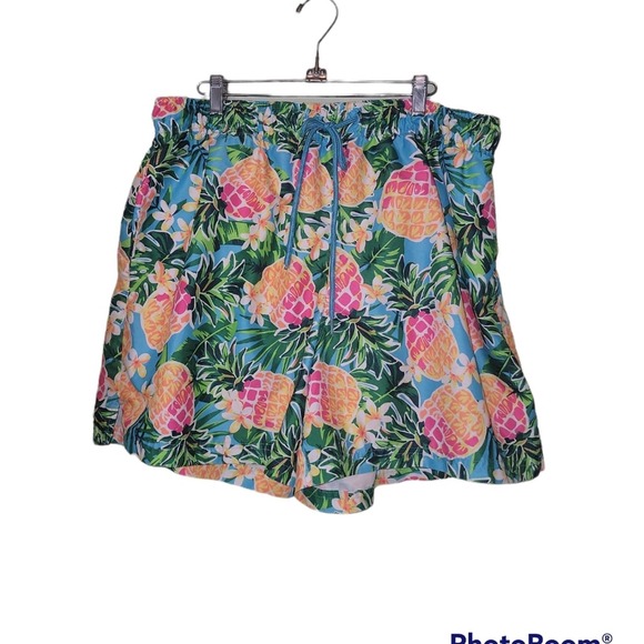 George Other - Pineapple Swim Trunks Sz XL Mens Swimwear Multi Color Built In Liner By George